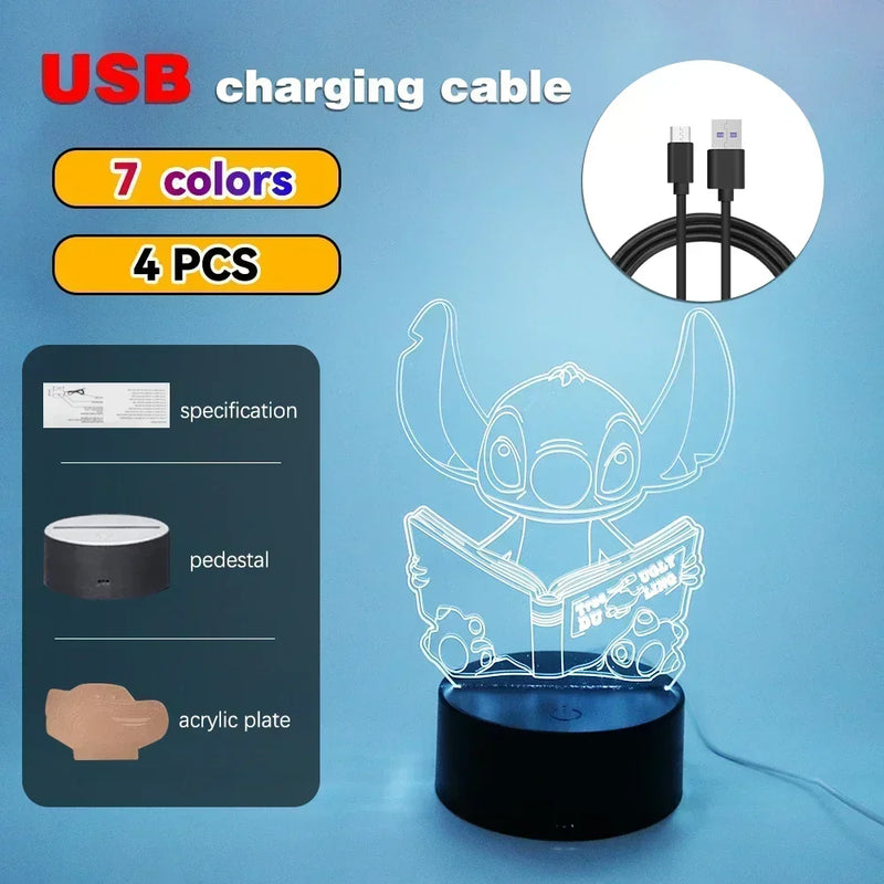 LED Night Light Illusion – Stitch 3D Lamp