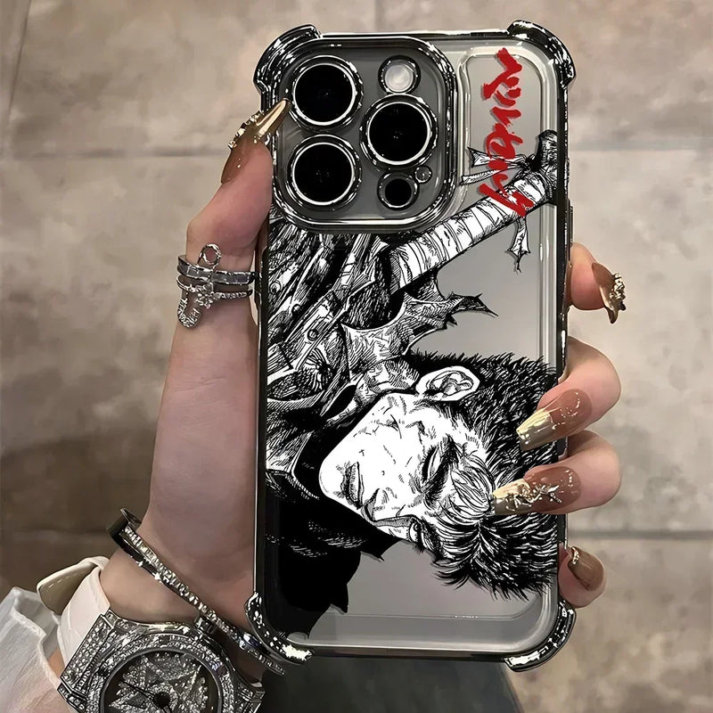Case Berserk Guts – Anti-Impacto Airbag para iPhone | Acabamento Premium Plating & Estilo Anime
