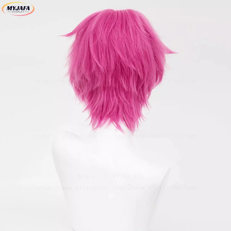 Cosplay Saiki Kusuo – Peruca Rosa + Acessórios | Alta Qualidade