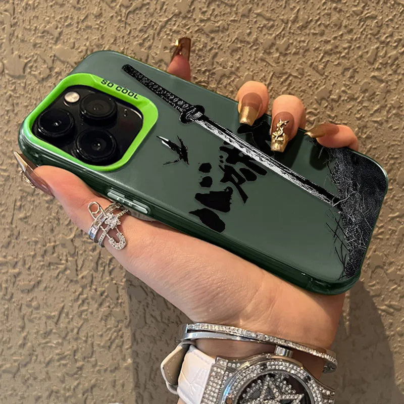 Vagabond Samurai – Capa Premium Anime para iPhone SE4/16E/16/15/14/13/12/11 Pro Max | Plating Matte Antiderrapante