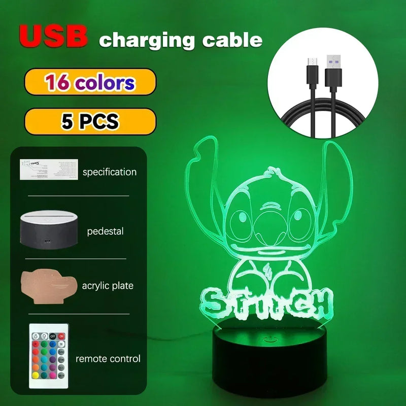 LED Night Light Illusion – Stitch 3D Lamp