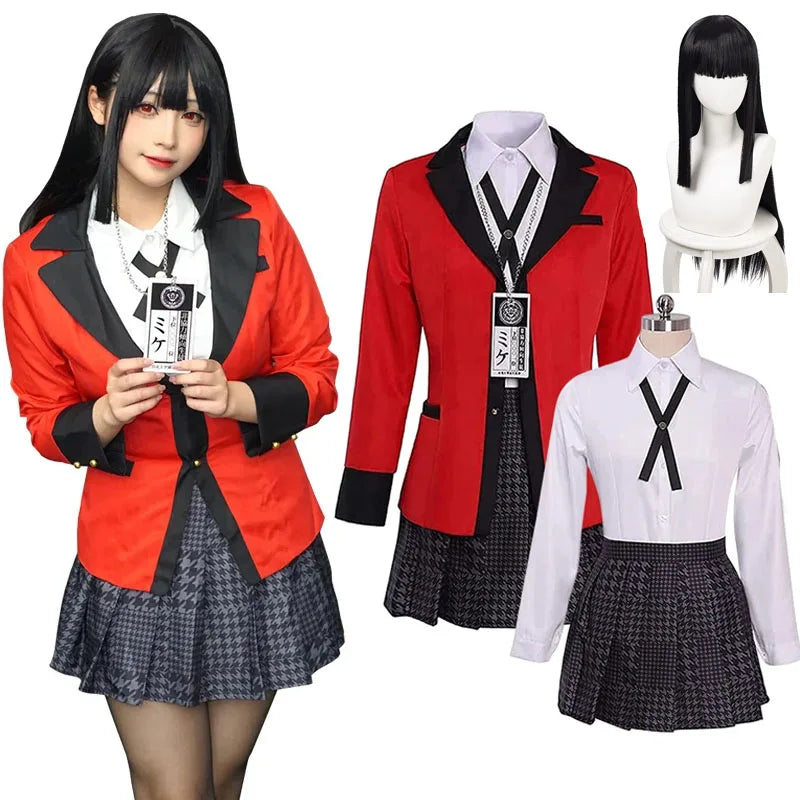 Cosplay Yumeko Jabami Kakegurui – Uniforme Escolar JK Feminino Completo | Fantasia Anime Halloween e Festas