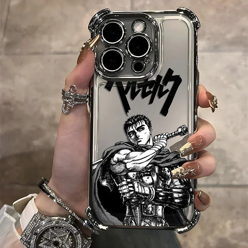 Case Berserk Guts – Anti-Impacto Airbag para iPhone | Acabamento Premium Plating & Estilo Anime