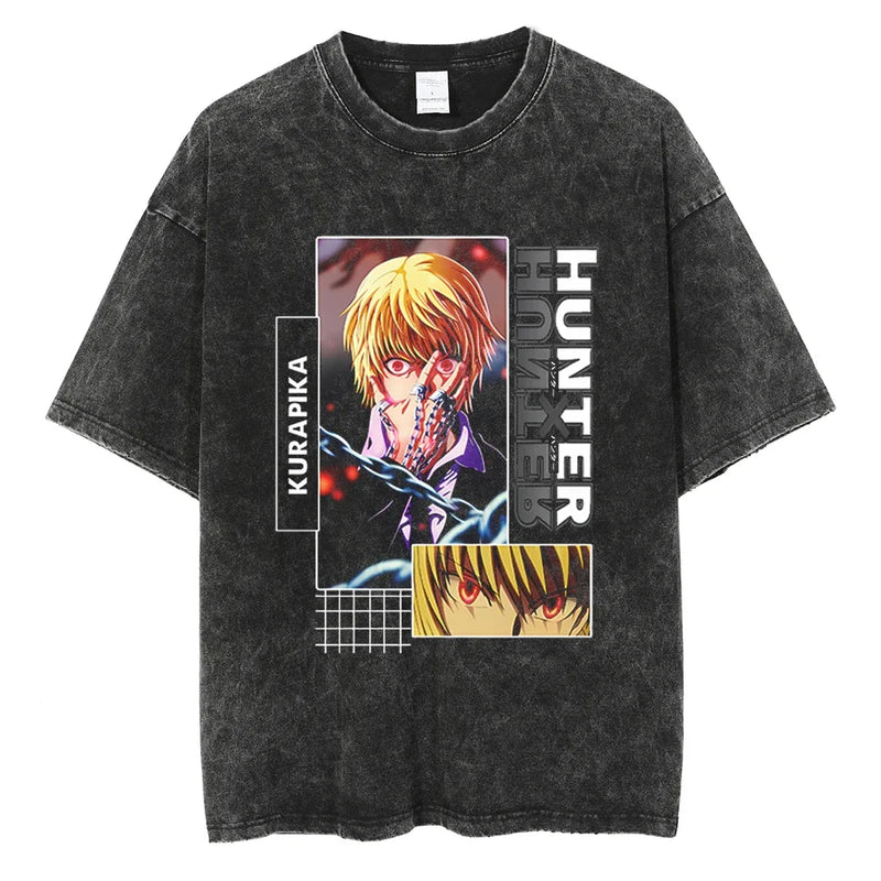 Camiseta Oversized Hunter×Hunter Kurapika Estilo Streetwear Vintage Unissex