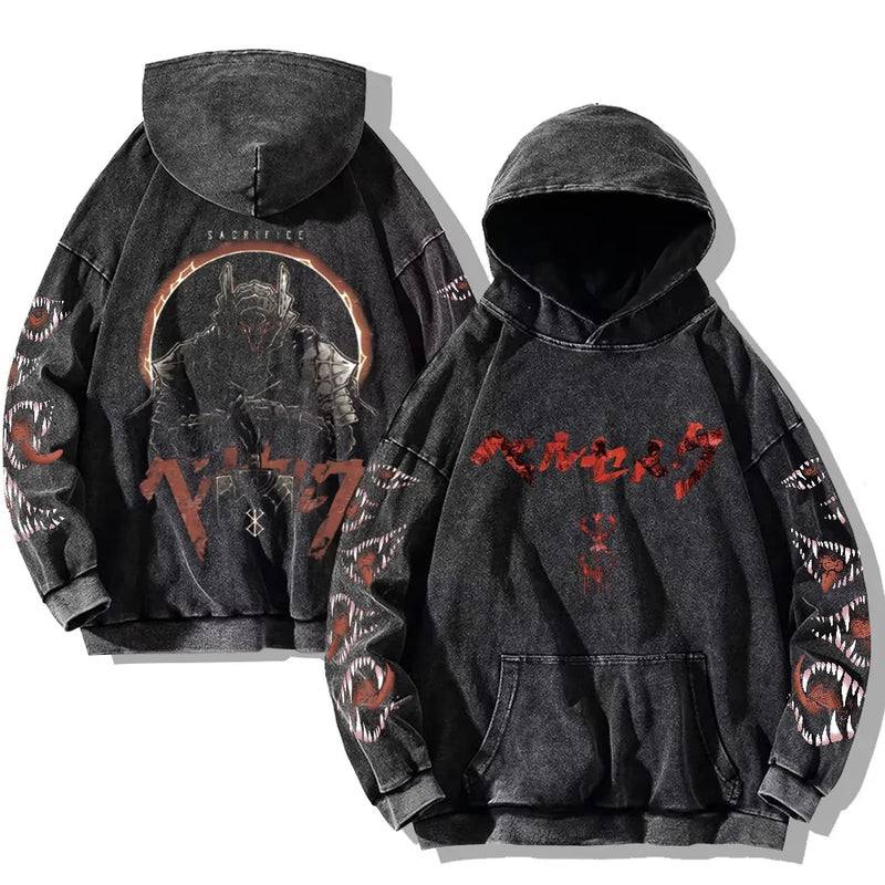 Moletom Oversized Berserk Estilo Gothic Vintage Harajuku Unissex
