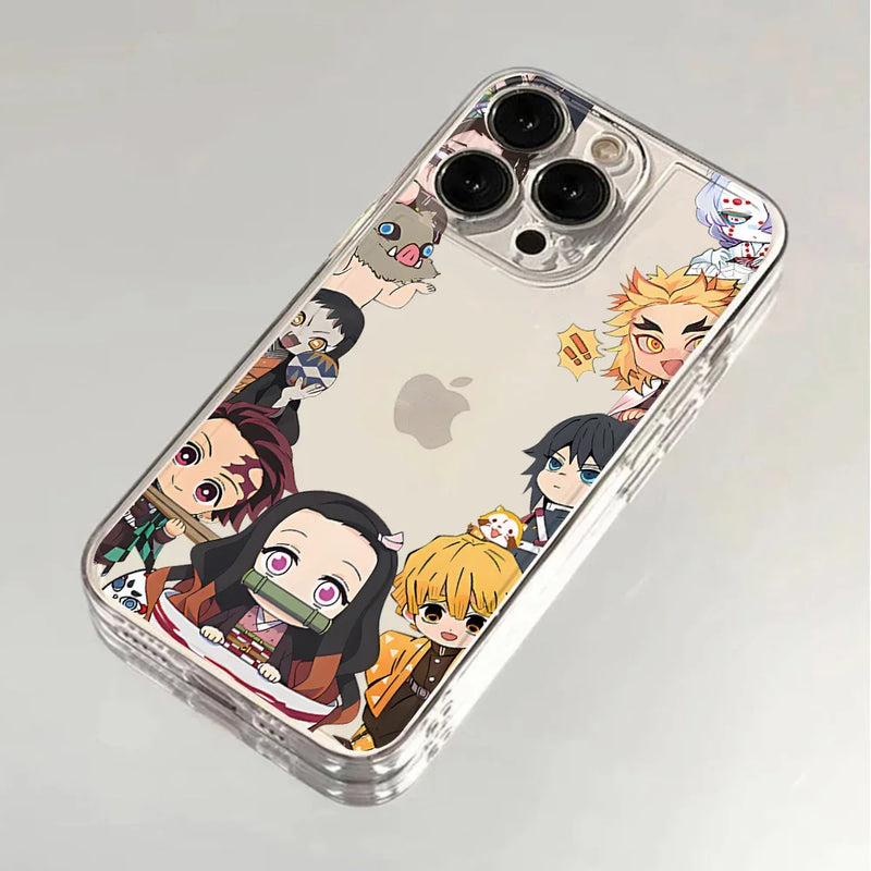 Case Demon Slayer Cute Edition – Transparente Premium para iPhone | TPU Flexível & Proteção
