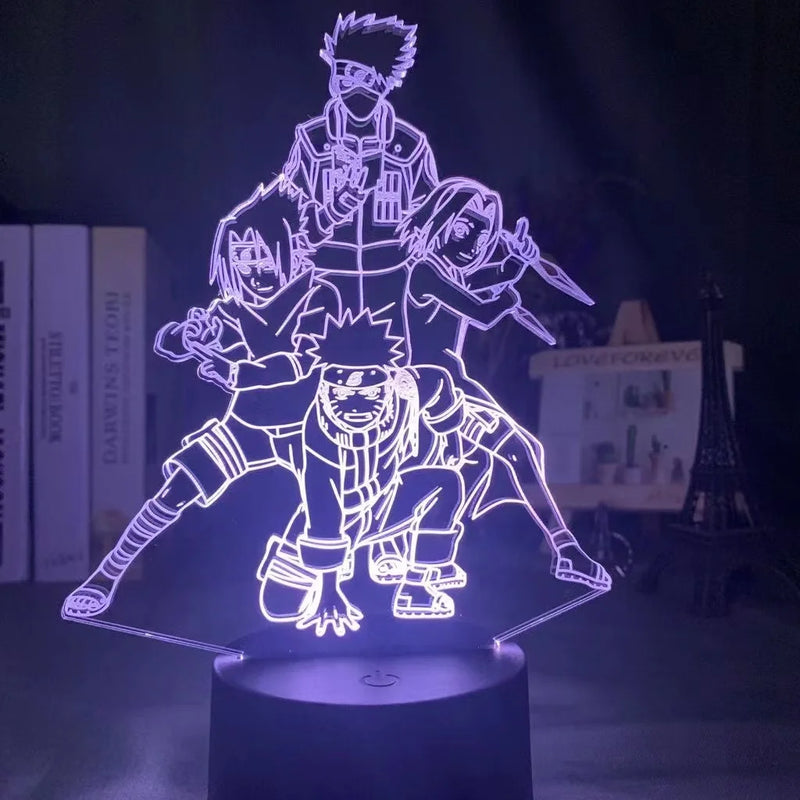 Luminária 3D LED Naruto Uzumaki – Time 7 (Sasuke, Kakashi, Naruto)