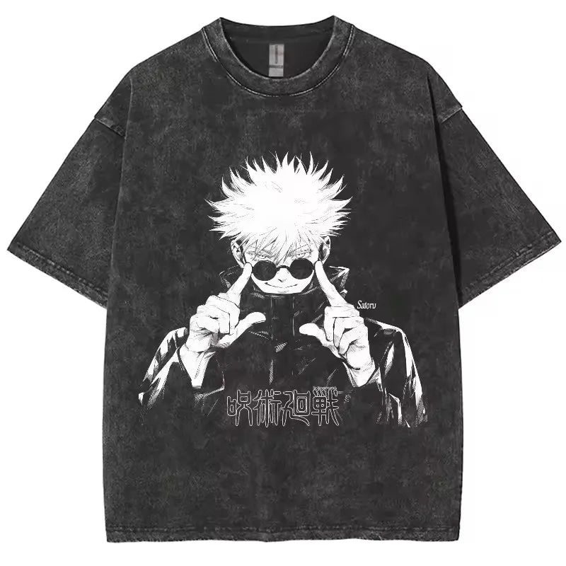 Camiseta Jujutsu Kaisen Gojo Satoru Estilo Vintage Unissex