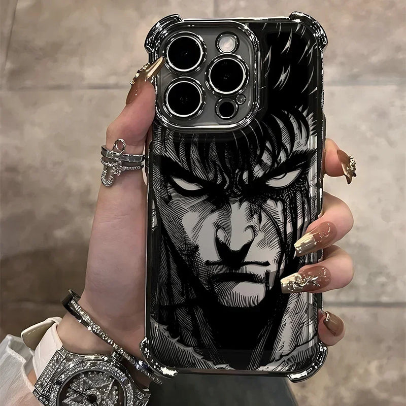Case Berserk Guts – Anti-Impacto Airbag para iPhone | Acabamento Premium Plating & Estilo Anime