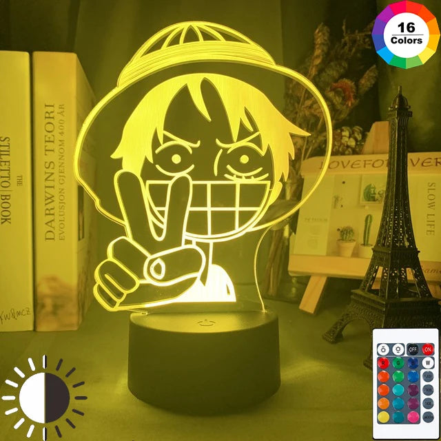 Anime ONE PIECE Led Acrylic Stand Kids Night Light Zoro Luffy Nami Action Figure for Child Bedroom Decoration Desk 3d Lamp Gift