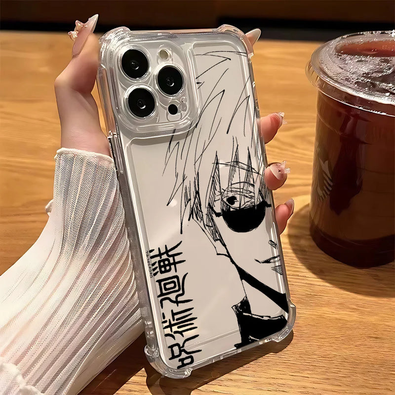Case Gojo Satoru – Transparent Shockproof Edition para iPhone | Proteção & Estilo Jujutsu Kaisen