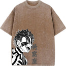 Camiseta Oversized Demon Slayer Akaza Estilo Vintage Manga Unissex