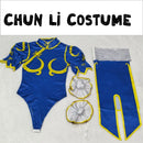 Street Fighter Chun-Li Cosplay Costume – Vestido Azul com Acessórios Feminino