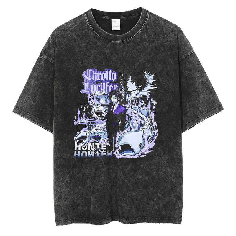 Camiseta Oversized Hunter×Hunter Kurapika Estilo Streetwear Vintage Unissex