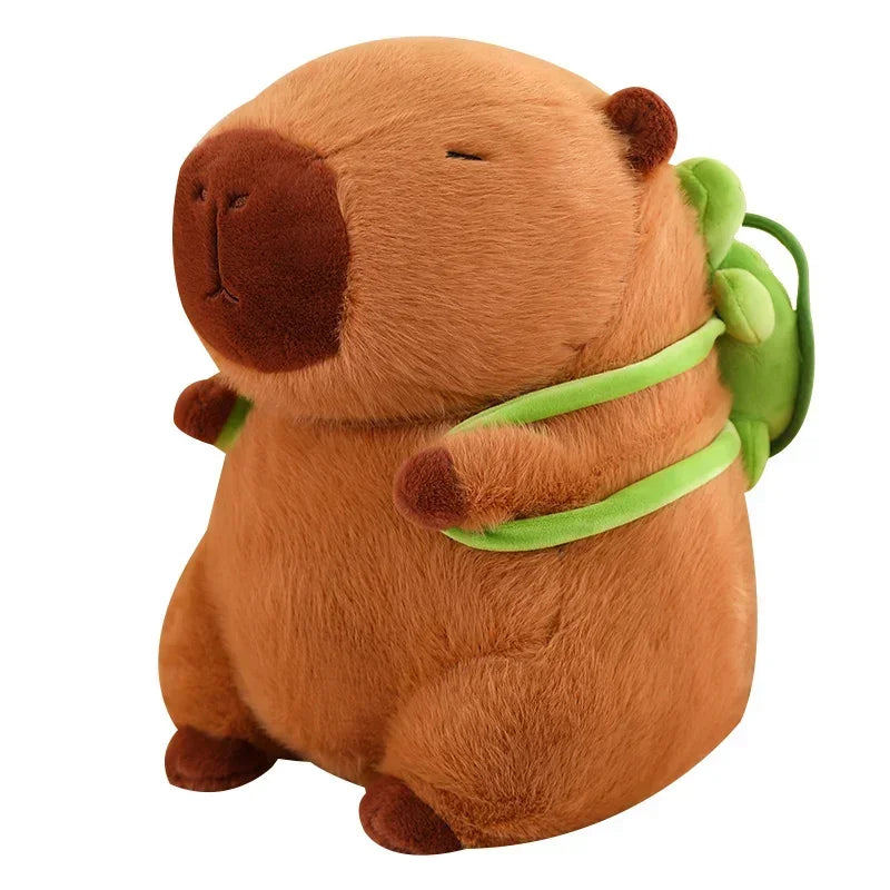Cute Capybara Plush – Turtle Backpack, Strawberry Hat, Soft Stuffed Toy for Kids