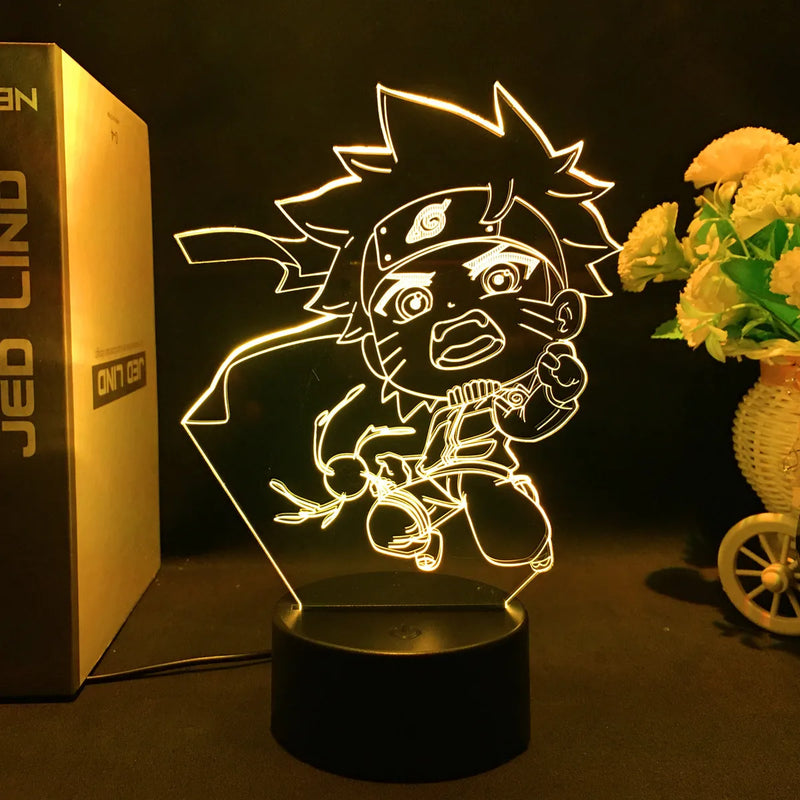 Luminária 3D LED Naruto – Minato Namikaze (Relâmpago Amarelo de Konoha)