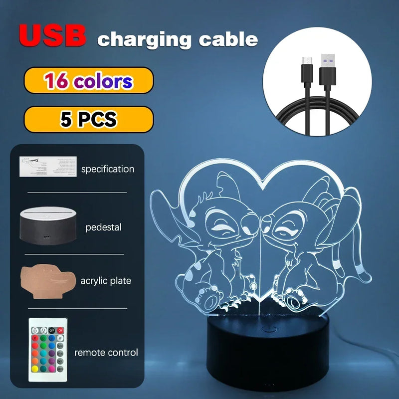 LED Night Light Illusion – Stitch 3D Lamp