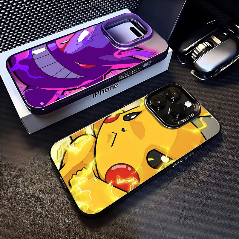 Case Pokémon – Gengar & Pikachu Candy Matte Edition para iPhone | Proteção Antichoque & Acabamento Premium