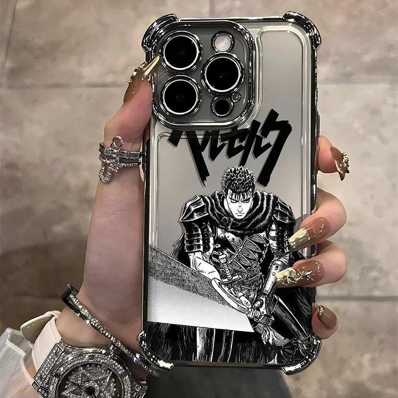 Case Berserk Guts – Anti-Impacto Airbag para iPhone | Acabamento Premium Plating & Estilo Anime
