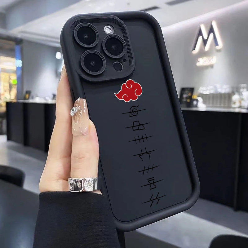 Case Akatsuki – Nuvem Vermelha Soft Shield para iPhone | Estilo Naruto & Proteção Antichoque