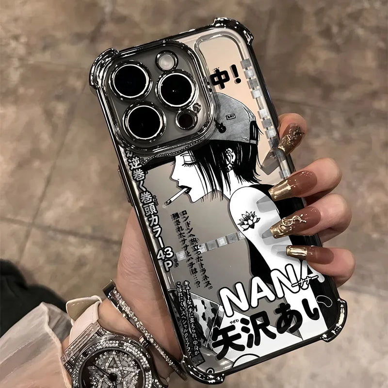 Anime Cool Nana Osaki Line Plating Case For iPhone – Y2K Anti-Fall Airbag Cover