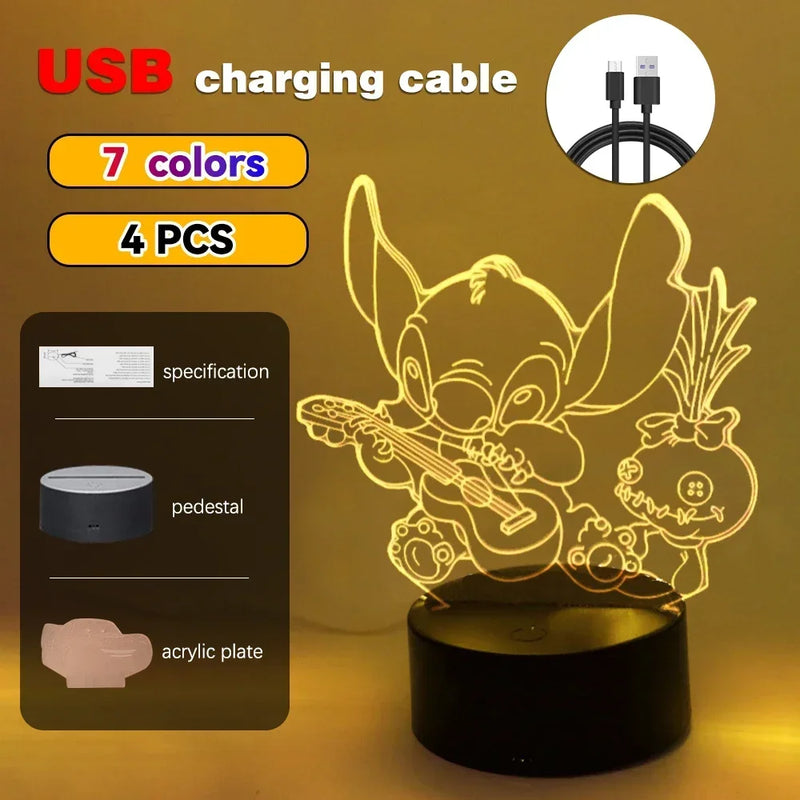 LED Night Light Illusion – Stitch 3D Lamp