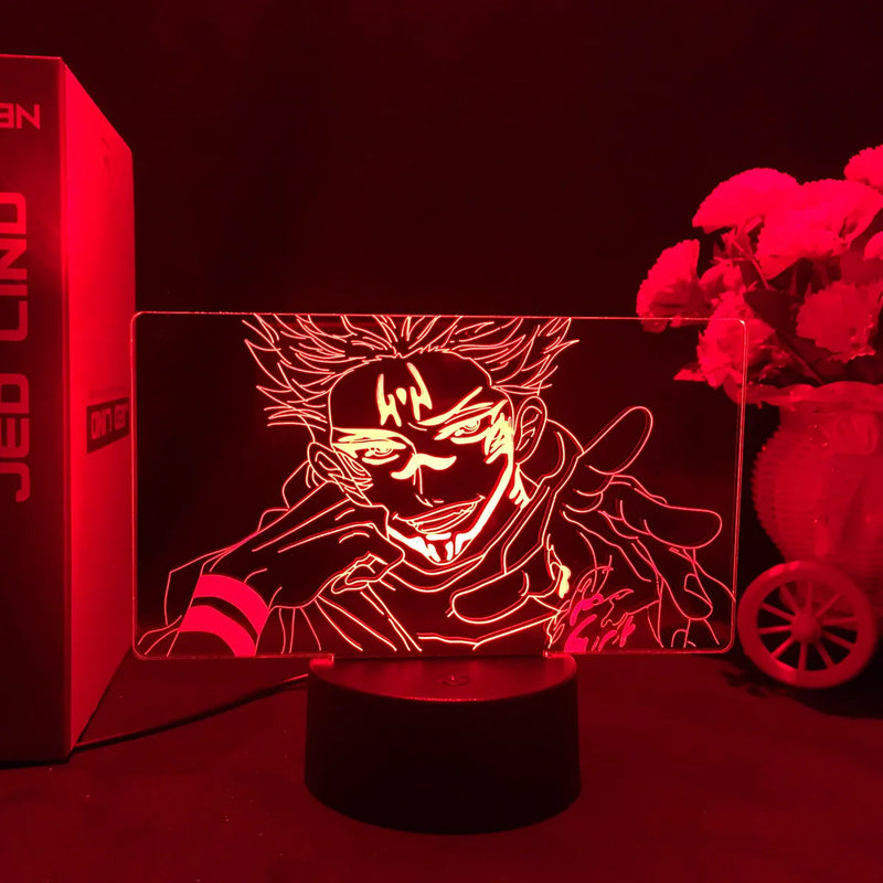 Luminária 3D LED Jujutsu Kaisen – Gojo, Sukuna e Megumi