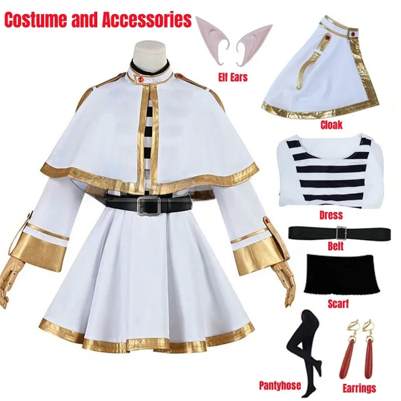 Cosplay Sousou no Frieren – Traje Completo da Maga Élfica Frieren + Acessórios