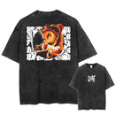 Camiseta Masculina Oversized Demon Slayer Rengoku Kyoujurou Estilo Harajuku Vintage