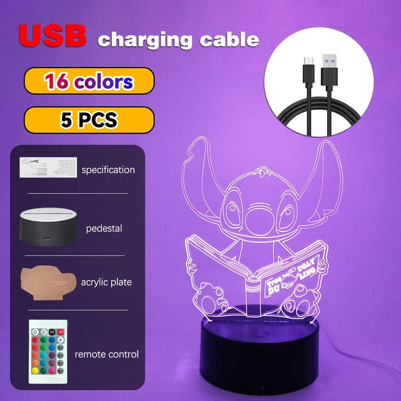 LED Night Light Illusion – Stitch 3D Lamp