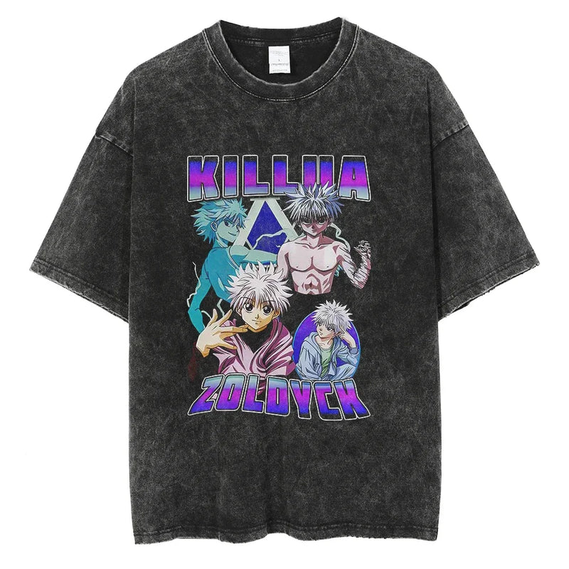 Camiseta Oversized Hunter×Hunter Kurapika Estilo Streetwear Vintage Unissex