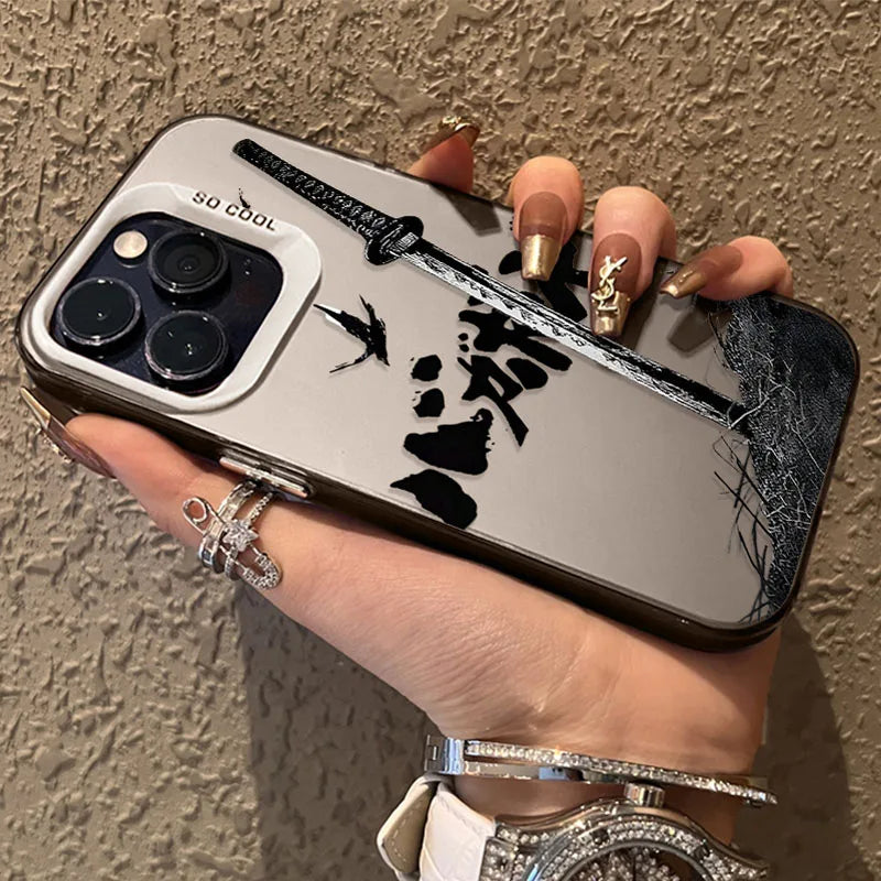 Vagabond Samurai – Capa Premium Anime para iPhone SE4/16E/16/15/14/13/12/11 Pro Max | Plating Matte Antiderrapante