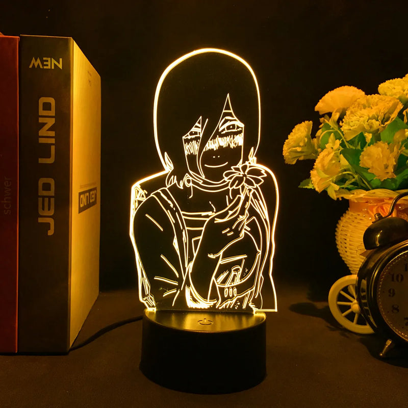 Luminária 3D LED Chainsaw Man – Denji, Power e Makima