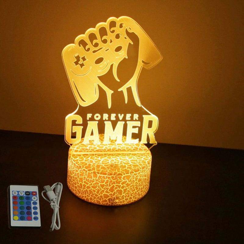 NEON GAMER 3D Lamp LED Night Light Gaming Setup RGB Children's Lamps Gamer Room Decoration Bedroom Table Lamp Personalized Gifts