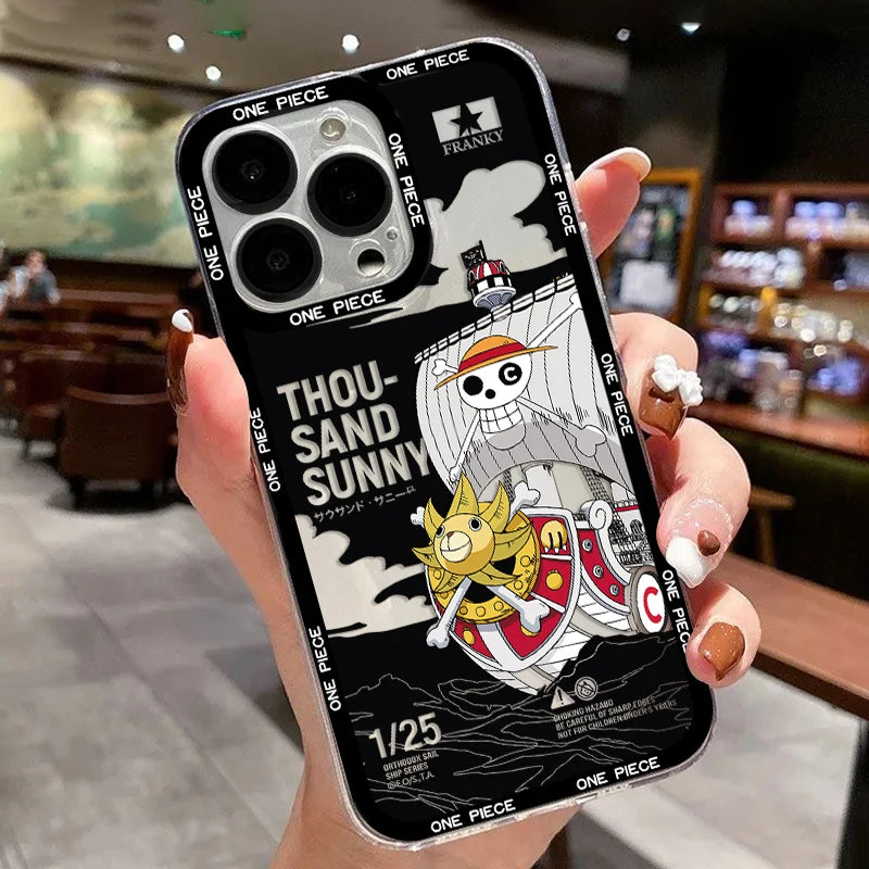 Case One Piece – Luffy Logo Transparente para iPhone | TPU Premium & Estilo Minimalista
