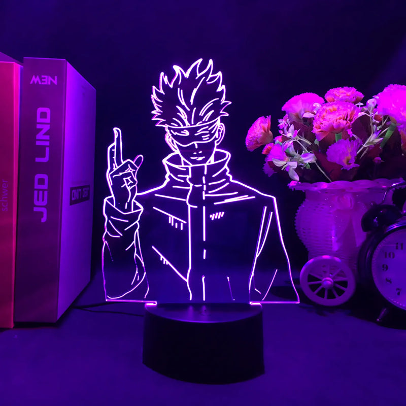 Luminária 3D LED Jujutsu Kaisen – Gojo, Sukuna e Megumi