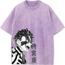Camiseta Oversized Demon Slayer Akaza Estilo Vintage Manga Unissex