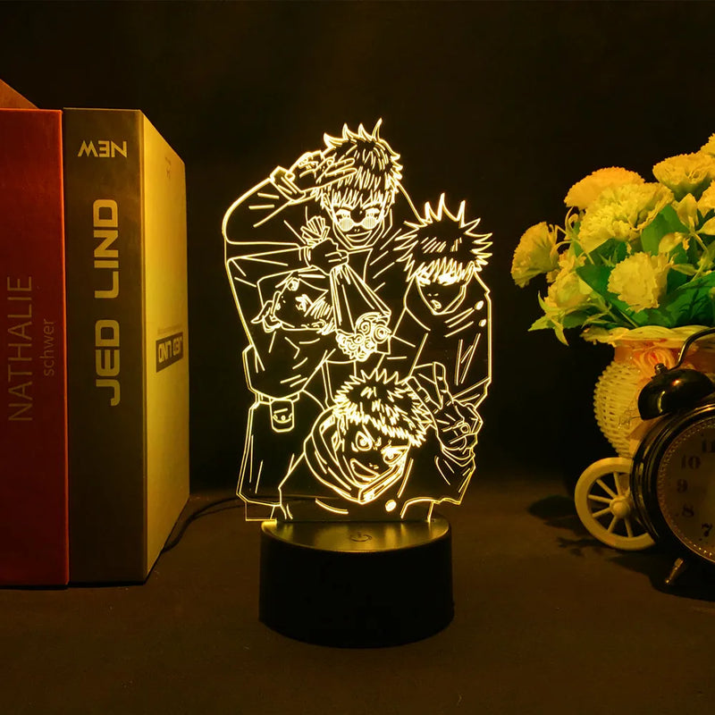 Luminária 3D LED Jujutsu Kaisen – Gojo, Sukuna e Megumi
