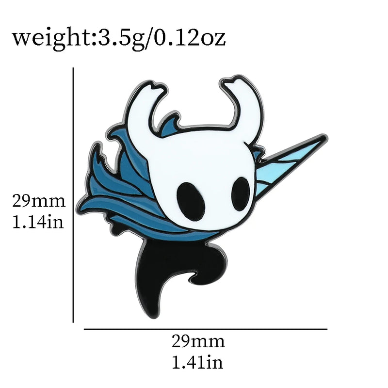Broche Hollow Knight – Pin de Metal Esmaltado Kawaii, Acessório de Mochila e Roupa, Presente Geek e Gamer