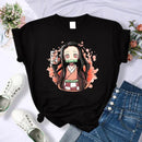 Camiseta Feminina Demon Slayer Nezuko & Tanjirou Estilo Manga Anime