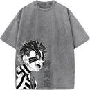 Camiseta Oversized Demon Slayer Akaza Estilo Vintage Manga Unissex
