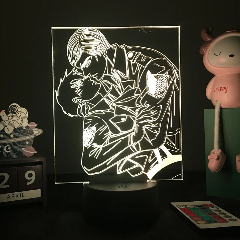 Luminária 3D LED Attack on Titan – Mikasa & Eren