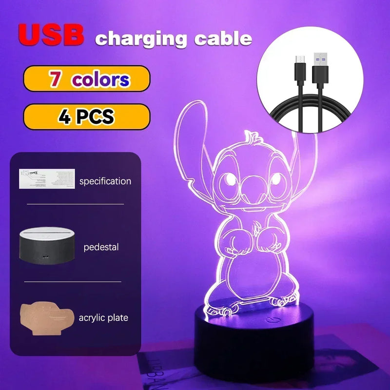 LED Night Light Illusion – Stitch 3D Lamp