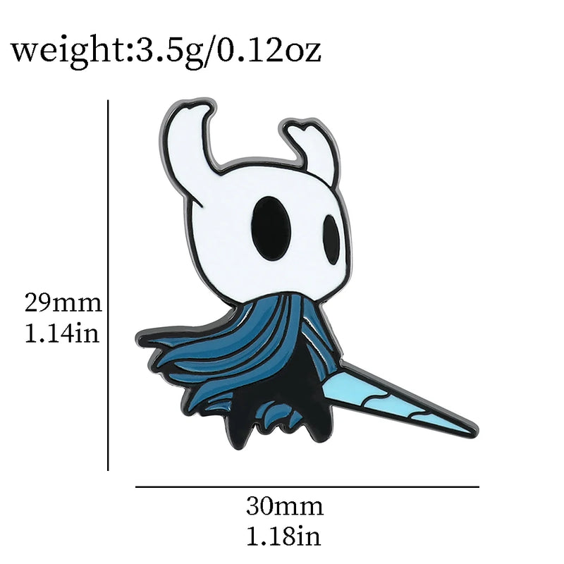 Broche Hollow Knight – Pin de Metal Esmaltado Kawaii, Acessório de Mochila e Roupa, Presente Geek e Gamer