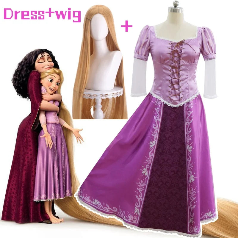 Rapunzel Cosplay – Vestido de Princesa Tangled Longo para Mulheres