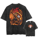 Camiseta Masculina Oversized Demon Slayer Rengoku Kyoujurou Estilo Harajuku Vintage