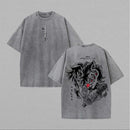 Camiseta Oversized Demon Slayer Kokushibo Estilo Vintage Manga Print Unissex