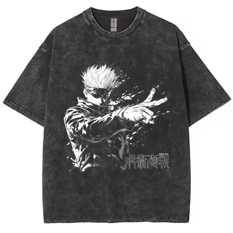 Camiseta Jujutsu Kaisen Gojo Satoru Estilo Vintage Unissex