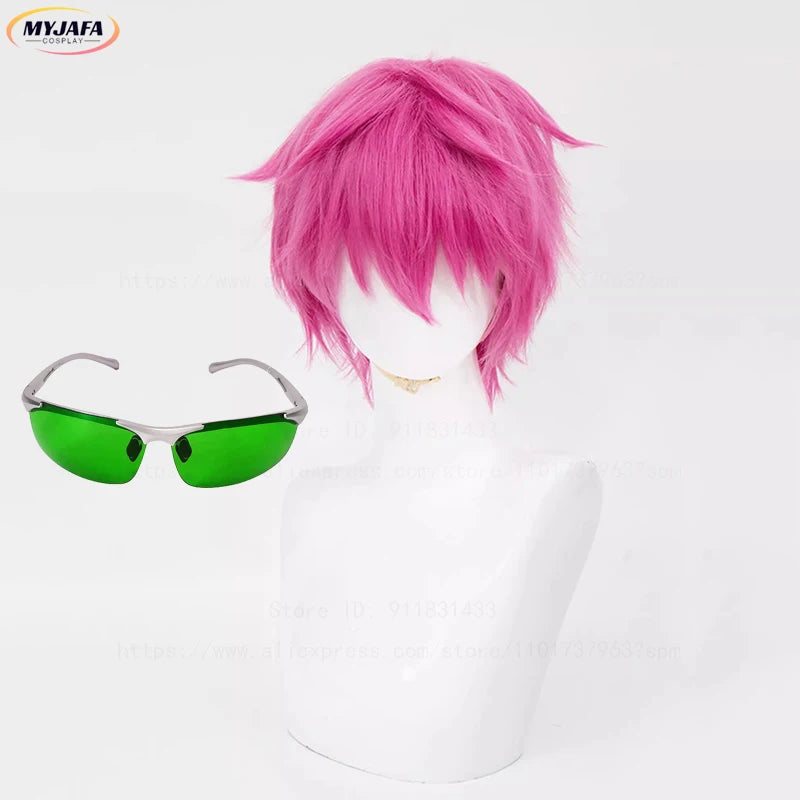Cosplay Saiki Kusuo – Peruca Rosa + Acessórios | Alta Qualidade