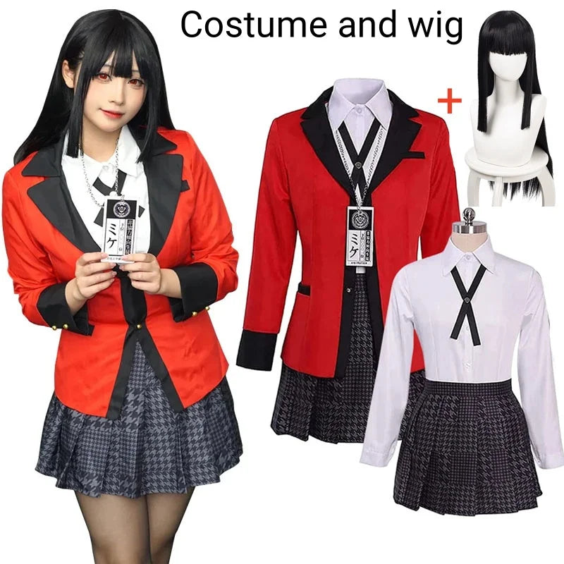 Cosplay Yumeko Jabami Kakegurui – Uniforme Escolar JK Feminino Completo | Fantasia Anime Halloween e Festas
